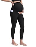 CRZ YOGA Butterluxe Maternity Leggings Pockets 25" - Soft Workout Active Yoga Pregnancy Womens Pants Over The Belly Black Medium