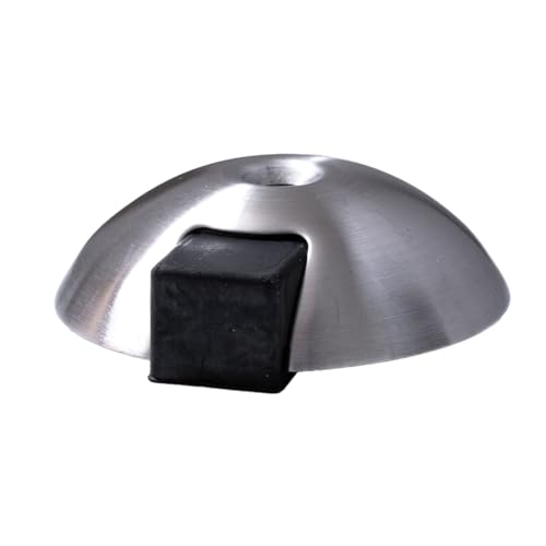 FELGNER Boden-Türstopper | runder Türpuffer, Anschlagschutz mit aufgesetztem Gummi zum Schutz der Haustür, Wohnungstür, Bürotür | Länge: 70 mm | Edelstahl matt