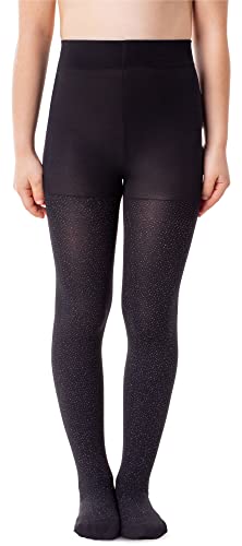 NOQ Pantimedias delgadas para niños con bonito estampado niña estampado 40 DEN escuela ceremonia de baile casual, Suzi Dust Nero, 146/152 cm Cover