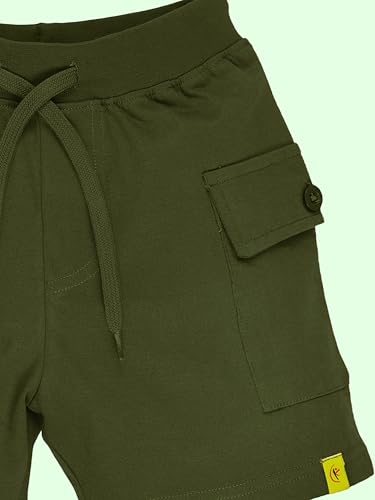 Image of KiddoPanti Boys 100% Cotton Knitted Above Knee Length Basic Cargo Shorts