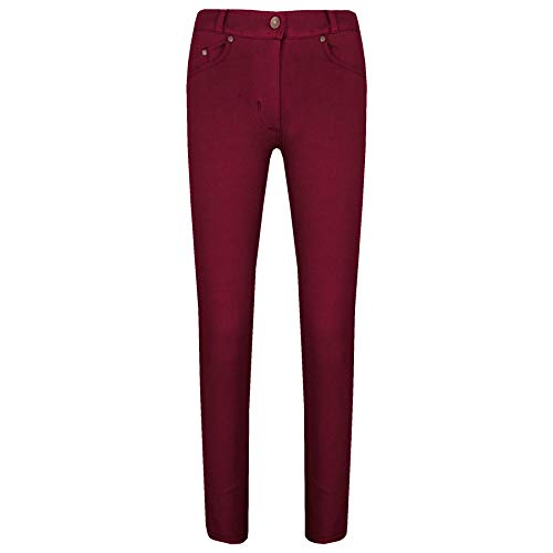 Girls Skinny Jeans Kids Wine Stretchy Denim Jeggings Slim Fit Pants Trouser 5-13
