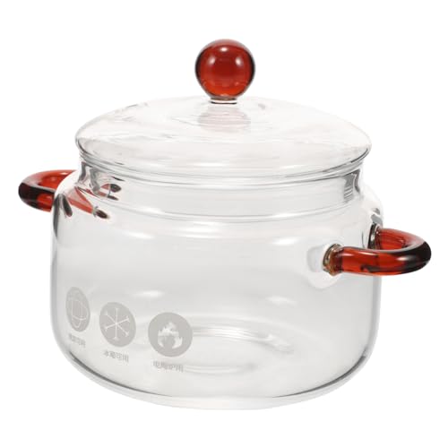 High Borosilicate Glass Cooking Pot with Lid, Dual-Handle Stew Pot
