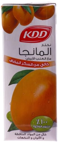 عصير مانجو طبيعي والعنب الابيض من كيه دي دي ، 24 × 180 مل