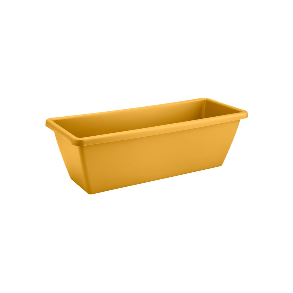 elho Barcelona Trough 40 - Planter for Balcony & Outdoor - diameter 39.5 x H 16.0 cm - Yellow/Honey Yellow - Image 2