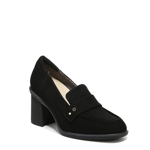 Dr. Scholl's Womens Rumors Block Heel Loafer Black Synthetic 11 M