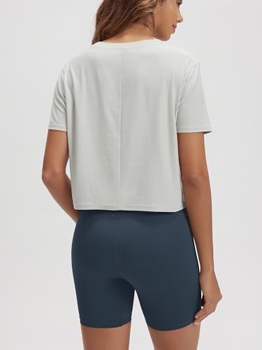 Image of ODODOS Women's Performance Cropped Tee Ultra Soft odSTRATUM Tech Short Sleeve Relaxed Top Crew Neck T-Shirts
