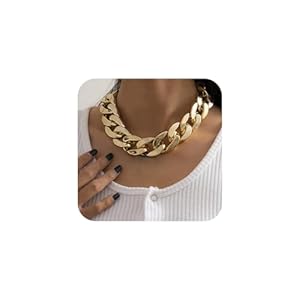 Punk Cuban Link Chain Choker Necklace Plastic Chunky Curb Chain Necklace Chic Layered Clavicle Necklace Hiphop Accessories for Women and Girls