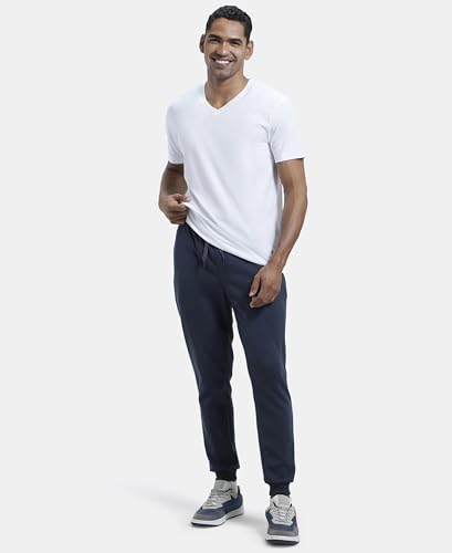 Image of Jockey AM05 Men Super Combed Cotton Rich Pique Slim Fit Jogger with Zipper Pockets