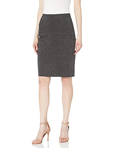Star Vixen Women's Below-Knee Pencil Skirt with Back Slit, Charcoal, X-Large
