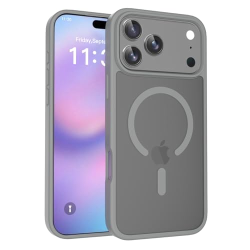 いphone13 Mini カメラ保護 MagSafe対応 落下保護 つや消しの半透明背面 おしゃれ 衝撃吸収 指紋つかない 放熱 耐衝撃 アイフェイス13 Miniケース 黄ばみなし 丈夫 滑り止め ワイヤレス充電(グレー)