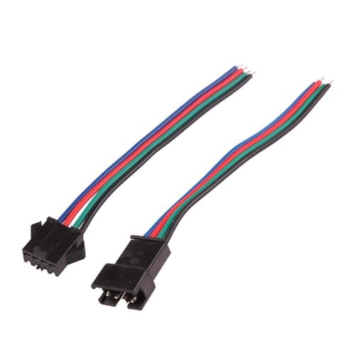 Image of 4 Pin JST SM Locking Type Connector Cable - 2 Sets (4Pcs) Male and Female Plug with 4-Wire 115mm Cable, 2.54mm Pitch, 22 AWG for Arduino, Sensors & LED Lighting
