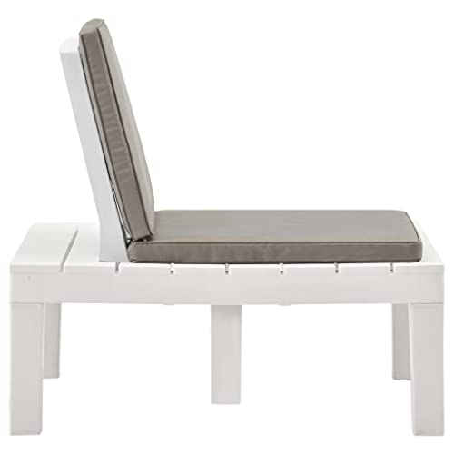 Chaises de jardin en plastique blanc et coussins marron x2