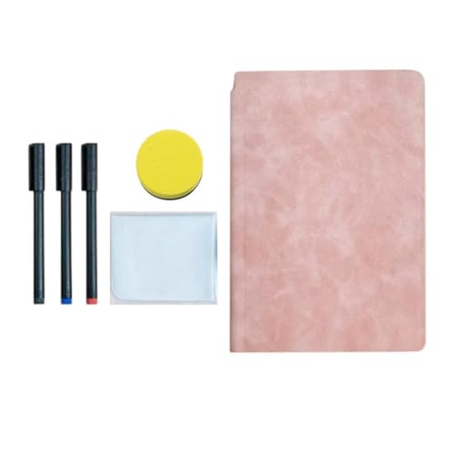 Carnet effaçable tableau blanc réutilisable avec couverture PU souple rose