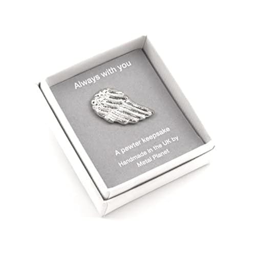 Metal Planet Ltd Angel wing miniature keepsake token in a gift box with 'Always with you' printed message