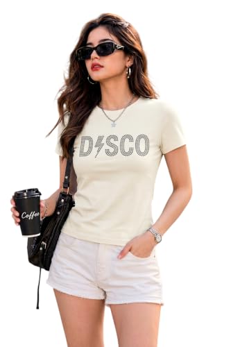 Image of Preneum Women's Graphic Printed T-Shirt, Round Neck Half Sleeve Casual Slim Fit Cotton Blend Tee, College, Office & Travel