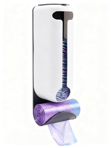 Rkixlix Dispensador de Bolsas de Plástico Portabolsas Organizador Bolsa Basura Contenedor Bolsa Soporte Guarda Bolsos Plástico de Pared con 2 Adhesivo para Bolsas de Supermercado, Blanco 37x10x8.4cm