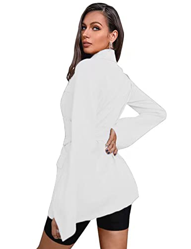 Perbai Womens Casual Blazers Long Sleeve Open Front Work Office Blazer Jacket with Belt2