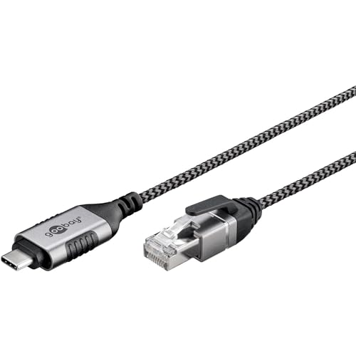 goobay Câble fin USB-C 3.1 vers RJ45 Ethernet CAT 6 Câble adaptateur/Connexion Internet filaire stable avec routeur/commutateur réseau/adaptateur USB vers RJ45 / 1 Gbits / 1 m/Gris / 74401