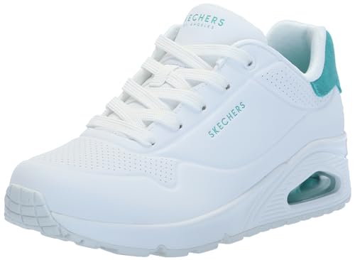Skechers Damen Uno Stand On Air Sneakers, Weißer Durabuck Velourslederbesatz In, 38.5 EU