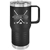 20-Ounce Vacuum Insulated Stainless Steel Tumbler Customized Double-Walled Laser Engraved Coffee Closing Travel Mug, Black Hockey Player Sticks, Personalized