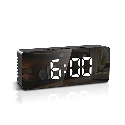 Jxtz Digital Alarm Clock, Led Alarm Clocks Bedside With Temperature, Usb/Battery Powered Bedside Clock With 2 Adjustable Brightness, Snooze, Voice Control, Date, Time, For Makeup Home Travel #TOP14