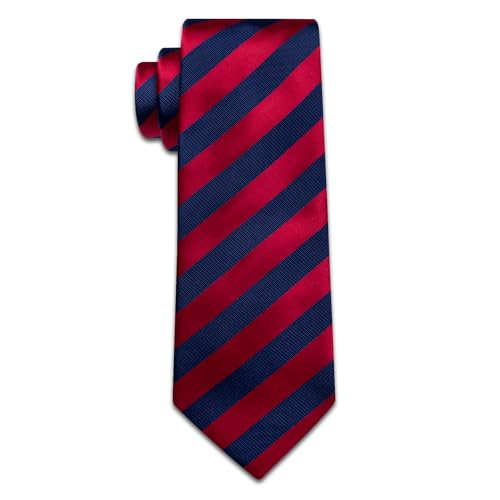 Image of YourTies Striped Ties for Men Classic Woven Silk Necktie with Handkerchief Cufflinks Set Formal Business Party Wedding