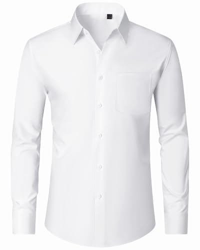 J.VER Men's Dress Shirts Wrinkle Free Long Sleeve Formal Shirt Solid Business Casual Button Down Shirts for Wedding Prom3