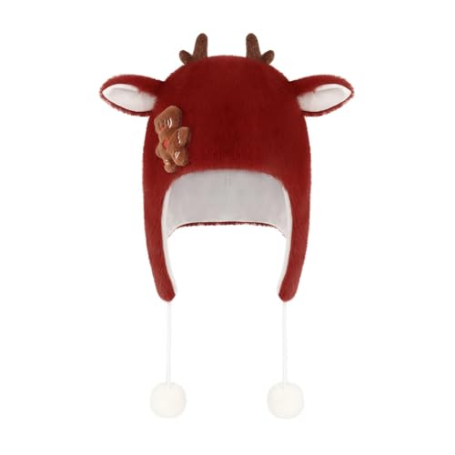Plush Hat,Winter Warm Thicken Hat for Women Girl Christmas Party Deer Horn Winter Ski Furry Earflaps