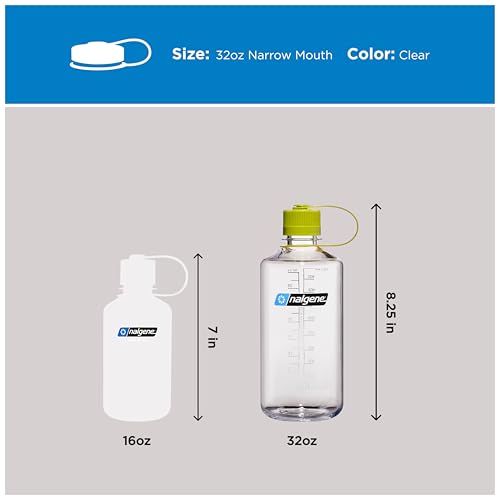 Image of Nalgene 32 oz Narrow Mouth Water Bottle | BPA-Free, Durable & Leak Proof, Lghtweght Bottle for Hkng, Gym & Travel, Clear