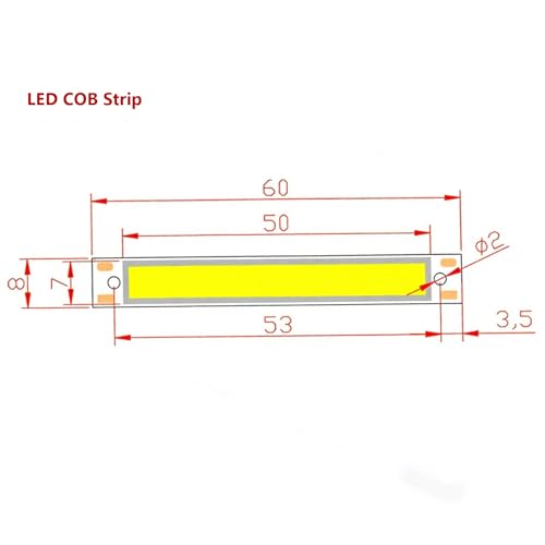 Tira LED COB 10 piezas 3-3.7V 60mm x 8mm Luz Fría miniatura 3