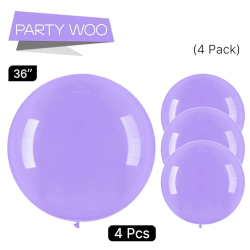 Image of PartyWoo Lavender Balloons 4pcs 36 Inch Light Pastel Purple Lilac Purple Latex Helium Balloons for Birthday Baby Shower Graduation Wedding Anniversary Bridal Shower Party Decorations Purple-Q10