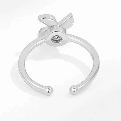 Cute Windmill Rotating Open Rings sterling Silver Plated Spinner Lovely Blue Pink Adjustable Fidget Ring Delicate Stacking Wedding Band Crystal Finger Birthday Jewelry Gifts for Women Niece Daughter4