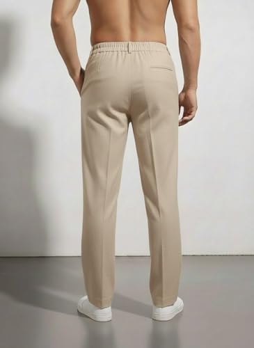 Image of Linen Pants for man | Lower for man | Chinos for Casual Wear |Straight fit Trouser for Men | Elastic Waist Brethable Summer Pants for Regular, Office Wear