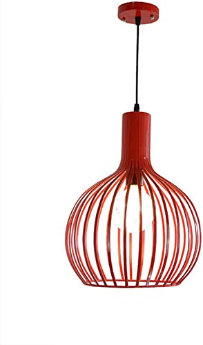 Lámpara de techo de hierro nórdica roja y moderna para el comedor de casa 5