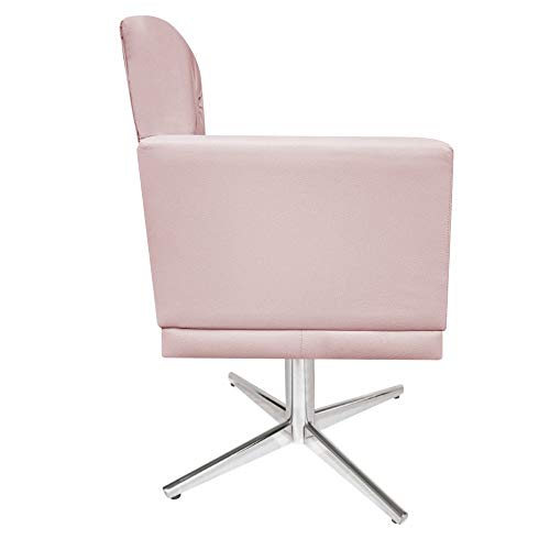 kit Poltrona e Puff Fernanda Base Giratória de Metal Corano Rosa Bebê - ADJ Decor