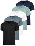 HovSiyla 5 Pack Men's Henley Shirt Basic T Shirt, Moisture Wicking Breathable Button Down Short Sleeve Black...
