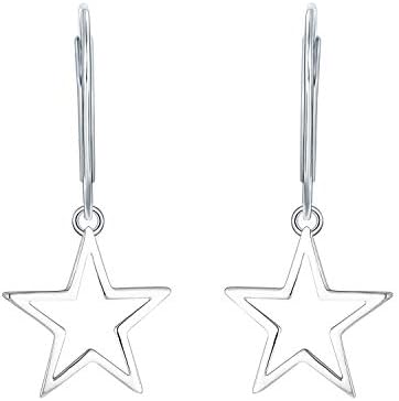 JO WISDOM Women Star Earrings,925 Sterling Silver Leverback Dangle & Drop Earrings,Jewelry for Women