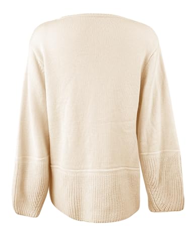 PRETTODAY Women's V Neck Knit Cardigan Button Down Long Sleeve Casual Loose Chunky Sweater Tops4