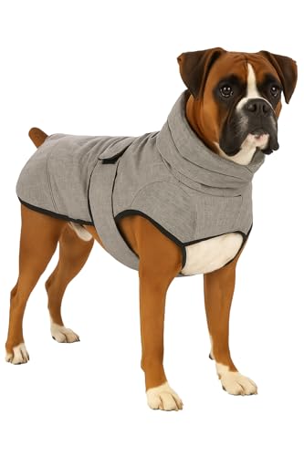 Flamingo Hundemantel Winter – Iglu Grau – 55cm – warm & modisch – Polyester – wasserabweisend – isothermische Innenschicht – reflektierend – Brust- & Bauchabdeckung – Geschirröffnung