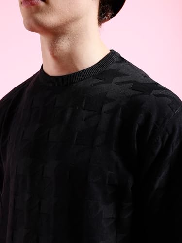 Image of The Indian Garage Co Men's Cotton Regular Fit Overdyed Crew Neck Sweater