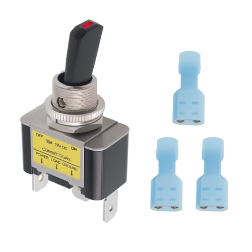 YINETTECH Kit Interruttore A Levetta A LED 20A 12V ON-Off SPST Con Terminali A Crimpare Adatto Per Progetti Elettronici Fai Da Te Per Automobili Rosso