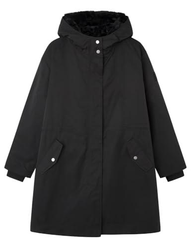 Springfield Parka con Capucha, Chaqueta Interior Desmontable Y Bolsillos con Forro Polar 2 en 1 Repelente al Agua, Negro Estandar, XS para Mujer