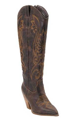 Corkys Footwear Hey Girl Womens Long Live Cowgirls 3.5-Inch Stacked Heel Western Boot, Featuring Cushioned Insoles For All Day Wear, Western Stitching, and A Full Inside Zip3