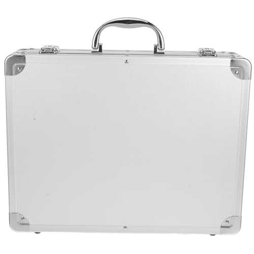Lurrose Caja de herramientas antichoque caja de herramientas de aluminio maletín de transporte de aluminio con cerradura herramienta multiusos cartera estuche rígido de aluminio Plata