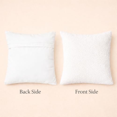 Image of Premium Faux Rabbit Fur Cushion Cover 16X16 Inch - Set of 3 | Soft Plush Decorative Square Throw Pillow Covers with Velvet Back, Washable Cushion Covers for Sofa, Couch & Bed - [White]