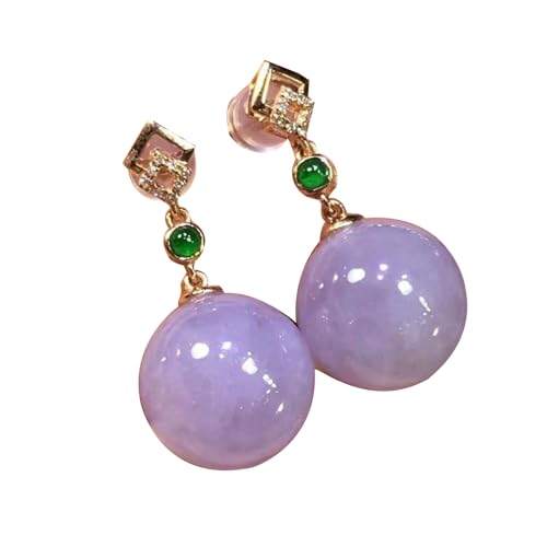Boucles d'oreilles argent S925 et jade naturel violet pour femme