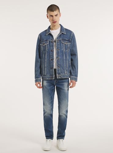 Image of KOTTY Men's Stylish Black /Blue Denim Jacket for Winter Casual Biker Riding Wear Trendy Upper Jeans Look Outfit