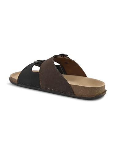 Image of STANPHORD mens Men Sandals Stanphord Men's Brown & Tan Adjustable Buckle Comfort Sandals | Lightweight Slip-On Open Toe Casual Sandal with Cushioned Footbed & Anti-Slip Sole for Daily Wear, Walking & Summer - TPAI 14827 BROWN-9