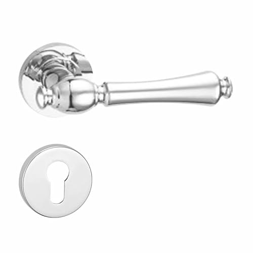 Astrée Türgriff Türklinken Innentüren Set mit Rosetten Drückergarnitur Zimmertüren Türdrücker Türbeschlag für Badezimmertüren Türdrückergarnitur für Badtüren WC, Poliertem Chrom, 1 Paar Cover