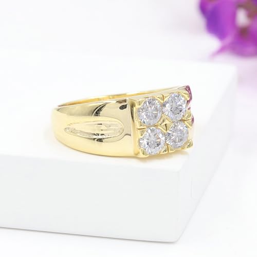 Bague diamant moissanite en argent 925 plaqué or jaune 18k